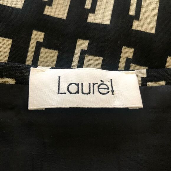 Laurel Light Gray and Black Wool Geometric Design Straight Skirt - Picture 6 of 12